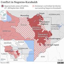 All regions, cities, roads, streets and buildings satellite view. Armenia Azerbaijan Conflict Casualties Mount In Nagorno Karabakh Battle Bbc News