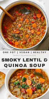 Smoky Lentil Quinoa Soup Stovetop Slow Cooker Healthy Delicious In 2020 Quinoa Soup Recipes Quinoa Soup Slow Cooker Lentils