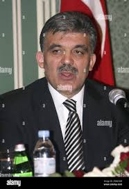 Turkish President, Abdullah Gul, talks at a press conference in Doha,  Qatar, Wednesday, Feb. 6, 2008. Gul, who is