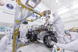 According to nasa, during landing, the rover will plunge through the planet's thin atmosphere, with a heat shield first, at a speed of about 20,000 kph (12,500 mph), before a parachute and powered descent slow the rover down to about 3.2 kph (2 mph). Mars 2020 Rover Gets Its Wheels