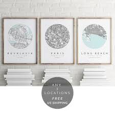 Personalized Map Print Set Of Three Map Prints Custom Etsy Map Print Map Artwork Personalized Map