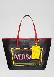 Black And Yellow Totes On Sale 90s Vintage Logo Tote Bag Black Tote Bags Bags Tote Bag Versace Bag