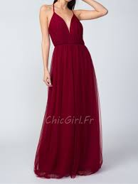 Robe de demoiselle d'honneur orientale bleu ciel. Robe Demoiselle D Honneur Soiree Longue Bordeaux Tulle Avec Bretelle
