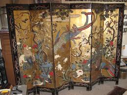 Folding room divider wall partition privacy screen sperator paravent palm leaf. 19th Century Antique Chinese Coromandel 6 Panel Screen Room Divider Lacquer Wood Gold Leaf Water Fowl Birds Emperor Tribute Antique Appraisal Instappraisal