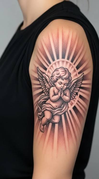 26 Cherub Angel Tattoo Ideas with Cute and Classic Artwork