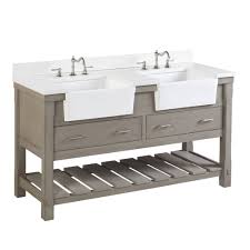 If you aren't comfortable with plumbing, you can hire a plumber or handyman to come attach your pipes to the sink. Charlotte 60 Farmhouse Double Bathroom Vanity Apron Sink Quartz Top Kitchenbathcollection