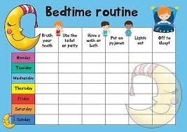 Bedtime Nightime Routine Reward Chart Kids Childrens