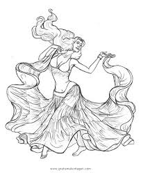 Fliegende hexe » ausmalbild mit einer hexe auf ihrem besen und drei fledermäuse vor dem mond. Bauchtanz Belly Dancer 6 Gratis Malvorlage In Sport Tanz Ausmalen