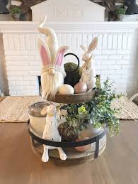 Easter Tiered Tray Decor Easter Bunny Tiered Tray Easter Bunny Home Decor Easter Bunny Gnome Ceramic Bunny Easter Centerpieces Easter Bunny Decorations