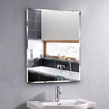 Amazon Com Hans Alice Beveled Bathroom Mirrors Wall Mounted Modern Frameless Mirror For Bathroom Mirror Wall Bathroom Bathroom Mirror Bathroom Mirror Frame