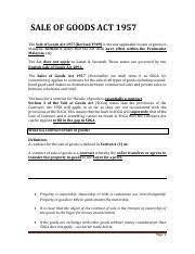 In trade and commerce, sales and purchase of goods are very common transactions. 7 Soga Pdf Sale Of Goods Act 1957 The Sale Of Goods Act 1957 Revised 1989 Is The Law Applicable To Sale Of Goods In Malaysia Section 1 States That The Course Hero