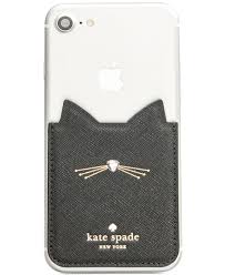 Lenox kate spade it's personal d monogram business card holder id holder new. Kate Spade Leather Embellished Cat Sticker Phone Pocket In Black Lyst