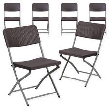 Flash Furniture Rattan Plastic Folding Chairs In Brown Set Of 6 Plastic Folding Chairs Folding Chair Metal Folding Chairs