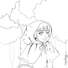 Colour in this pretty picture of little red riding hood, off to visit her sick grandmother with delicious food and pretty flowers to cheer her up. Red Riding Hood Coloring Page By Warriorredwaller On Deviantart