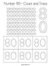 100% free interactive online coloring pages. Number 80 Count And Trace Coloring Page Twisty Noodle