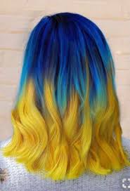 See more about dyed hair, blue hair and scene. Blue And Yellow Hair Yellow Hair Color Hair Styles Light Pink Hair