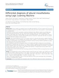 Check spelling or type a new query. Pdf Differential Diagnosis Of Pleural Mesothelioma Using Logic Learning Machine