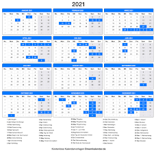 Ferienkalender 2021, 2022 zum herunterladen und ausdrucken. Kalender 2021