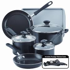 Farberware 17498 ceramic nonstick cookware pots and pans set, 12 piece, gray. Farberware Cookstart Aluminum Diamondmax Nonstick Cookware Set 22309 Blain S Farm Fleet