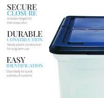 Amazon.com: Advantus File Storage Document Organizer Box, Plastic File Tote  with Hinged Lid for Hanging Files, Clear / Navy Color, Perfect for Hanging  ...
