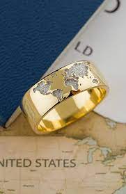 Unique 14k Gold Ring With World Map Custom Made Ring Etsy Rings For Men Gold Rings Wedding Rings