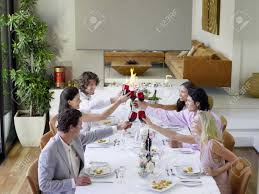 Barbeques, picnics, tailgating, cocktail parties, brunch, tea parties, potluck, progressive dinner. Friends Toasting Across Table At A Formal Dinner Party Side View Stock Photo Picture And Royalty Free Image Image 19546284