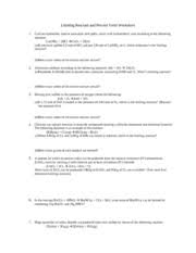 1) write the balanced equation for the reaction of lead(ii) nitrate (aq) with sodium iodide (aq) to form lead(ii) iodide precipitate and sodium nitrate solution: Limiting Reactant Worksheet Doc Hemet High Honors Chemistry Name Period 9 Stoichiometry Limiting Reactant And Percent Yield Worksheet 1 Calcium Course Hero