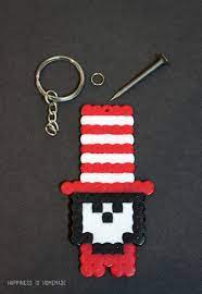 Cat In The Hat Perler Bead Pendants Happiness Is Homemade Perler Beads Perler Bead Patterns Cat In The Hat Crafts