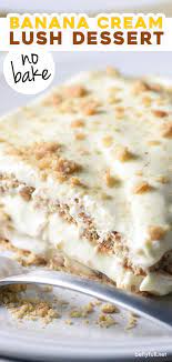 Reminiscent Of Banana Cream Pie But Easier This No Bake Banana Cream Lush Uses Graham Crackers Instead Of A Cr Banana Dessert Recipes Banana Recipes Desserts