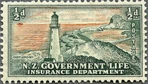 Maybe you would like to learn more about one of these? Castlepoint Lighthouse Government Life Insurance Lighthouses New Zealand 1947 Vintage Postage Stamps Stamp Stamp Auctions