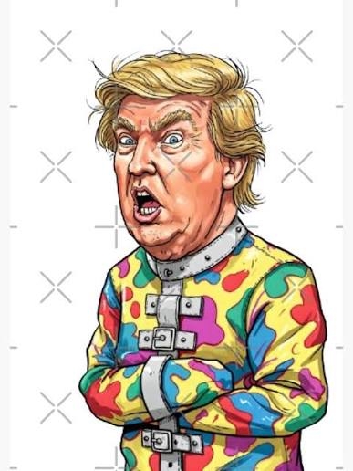 Carnet avec l'œuvre « Donald Trump avec une camisole de force de collection » de l'artiste MegaSitioDesign | Redbubble