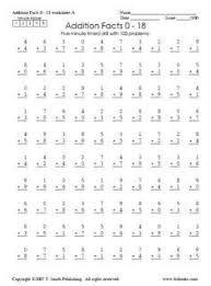 Timed Math Drill Sheets Five Minute Addition 0 18 Math Fact Worksheets Timed Math Drills 1st Grade Math Worksheets