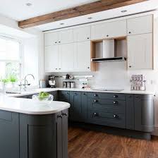 Modern Shaker Kitchen With Grey Cabinetry And Vinyl Flooring Ideal Home Kitchen Remodel Layout Kitchen Remodel Small Kitchen Layout U Shaped