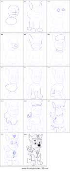 How To Draw Chase From Paw Patrol Printable Drawing Sheet By Drawingtutorials101 Com Paw Drawing Drawing Sheet Paw Patrol Printables