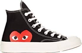 Black And Red Designer Sneakers Comme Des Garcons Women S Chuck Taylor 1970s High Top Sneakers At Barneys New York With Images Black Canvas Shoes High Top Sneakers Black High Top Shoes