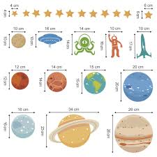 Vinile decorativo di un pentagramma ondulato con la sua chiave di violino e le sue diverse note. Decalmile Pianeti Nello Spazio Adesivi Murali Sistema Solare Bambini Stickers Vinile Removibile Adesivi Da Parete Decorazioni