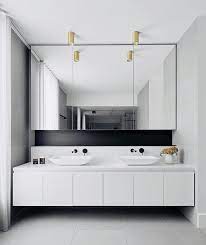 Master Bathroom Redesign The Use Of Black And White With Gold Accents Is Classic Timeless And Bathroom Redesign Minimalist Bathroom Bathroom Interior Design