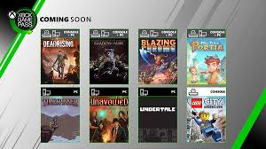Subscribe to stay up to date and get notified when new trailers arrive, that includes. Xbox Game Pass On Twitter ð˜¿ð˜¼ð™ð™€ð™Ž Middle Earth Shadow Of War 7 4 My Time At Portia 7 4 Undertale 7 4 Blazing Chrome 7 11 Dead Rising 4 7 11 Lego City Undercover 7 11 Timespinner 7 11 Unavowed 7 11
