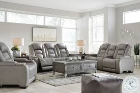 Don't forget share to your social media or bookmark pictures of living room sets using ctrl + d (pc) or command + d (macos). The Man Den Gray Leather Power Reclining Living Room Set With Adjustable Headrest From Ashley Coleman Furniture