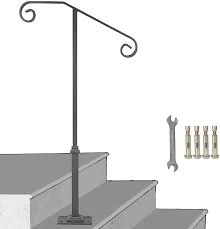 This rail is perfect for 1 to 2 steps. Buy Gray Single Post Handrail Fits 1 Or 2 Steps Handrail Wrought Iron Single Post Rail Single Post Railing Ornamental Top Handrail For Outdoors With Hardware 1 Or 2 Step Railing Online In Indonesia B083drq3sx