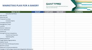 Marketing Plan For A Bakery Free Download Excel Template