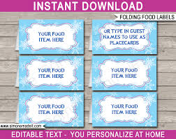 Editable Birthday Nutrition Facts Label Template Frozen Party Food Labels Place Cards Winter Theme Birthday Party Regarding Birthday Labels Temp In 2020 Food Label Template Party Food Labels Party Food Label Template