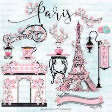 Paris In The Spring Cherry Blossoms Eiffel Tower Pink Parisian Decorative Elements L Clipart Instant Download In 2020 Paris Wallpaper Clip Art Paris Images