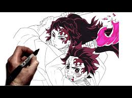 How To Draw Tanjiro & Yoriichi | Step By Step | Demon Slayer 3 - YouTube