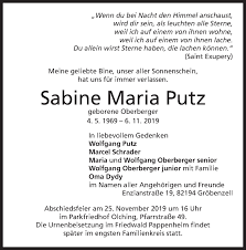 Auch ein engagement am burgtheater. Traueranzeigen Von Sabine Maria Putz Trauer Merkur De