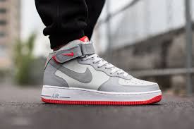Nike Air Force 1 Mid 07 Grey Bright Crimson Nike Free Shoes Nike Cheap Nike Air Max