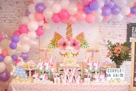Birthday Theme Ideas For Girls Eimy S Unicorn 1st Birthday Party Catchmyparty Com 1st Birthday Party For Girls Birthday Parties Unicorn Birthday Parties