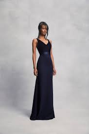 Crepe And Velvet Bridesmaid Dress With Open Back David S Bridal White B Vera Wang Bridesmaid Dresses Velvet Bridesmaid Dresses Navy Blue Bridesmaid Dresses