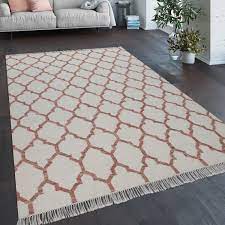 Üblicherweise sind abadeh teppiche in den hauptfarben rot und blau ausgeführt, seltener sind neue artikel. Teppich Wohnzimmer Marokkanisches Muster Fransen Handgewebt Wolle Beige Rot Kaufen Bei Diva Teppich Center