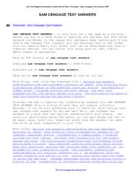 Learn vocabulary, terms and more with flashcards, games and other study tools. Sam Cengage Answers Fill Online Printable Fillable Blank Pdffiller